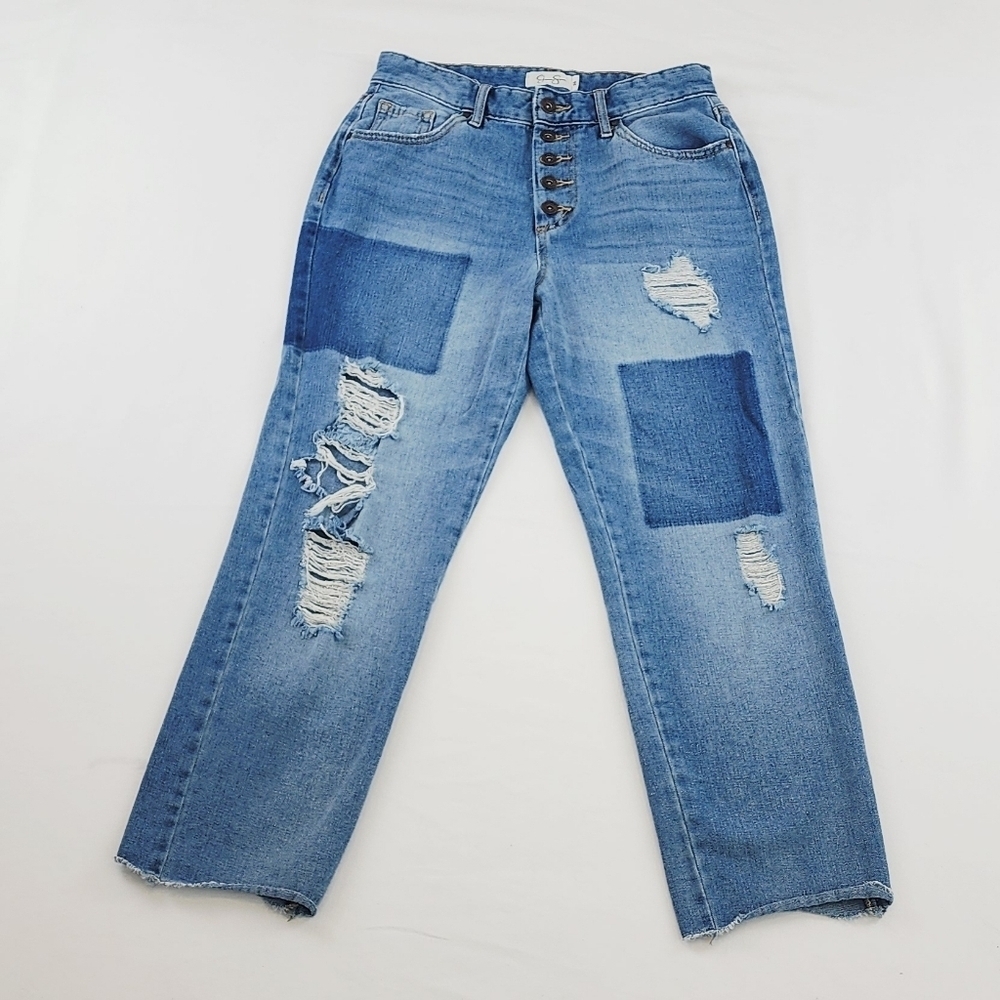 Jessica Simpson Adored High Rise Crop Ripped Jeans Pants